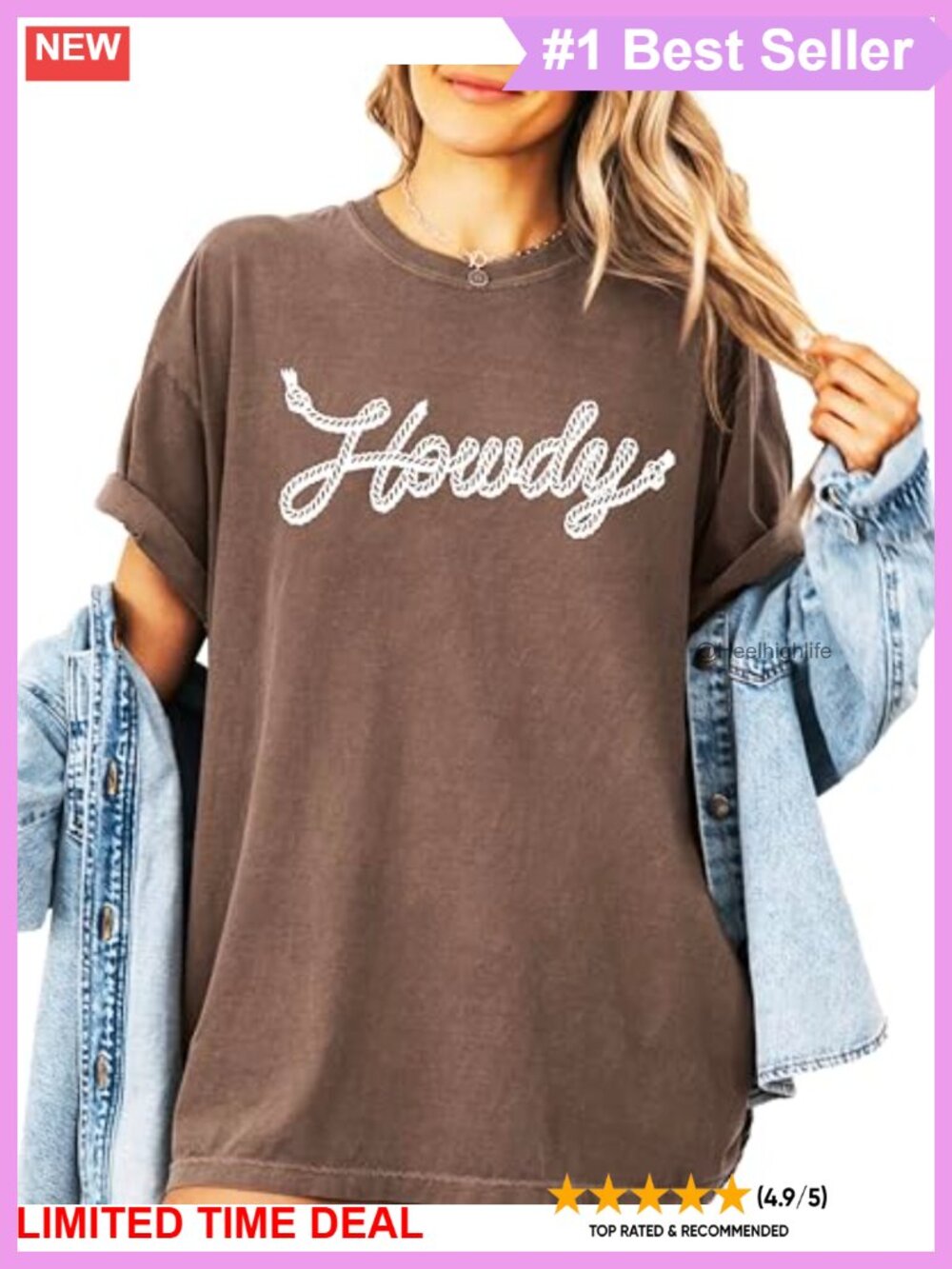 Western Howdy Rope Script Graphic Tee Short Sleeve Crew Neck